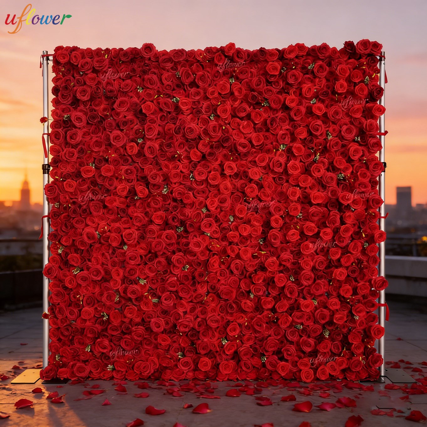 Uflower Red Rose Artificial Fl - Wedding Backdrop Curtain review and price