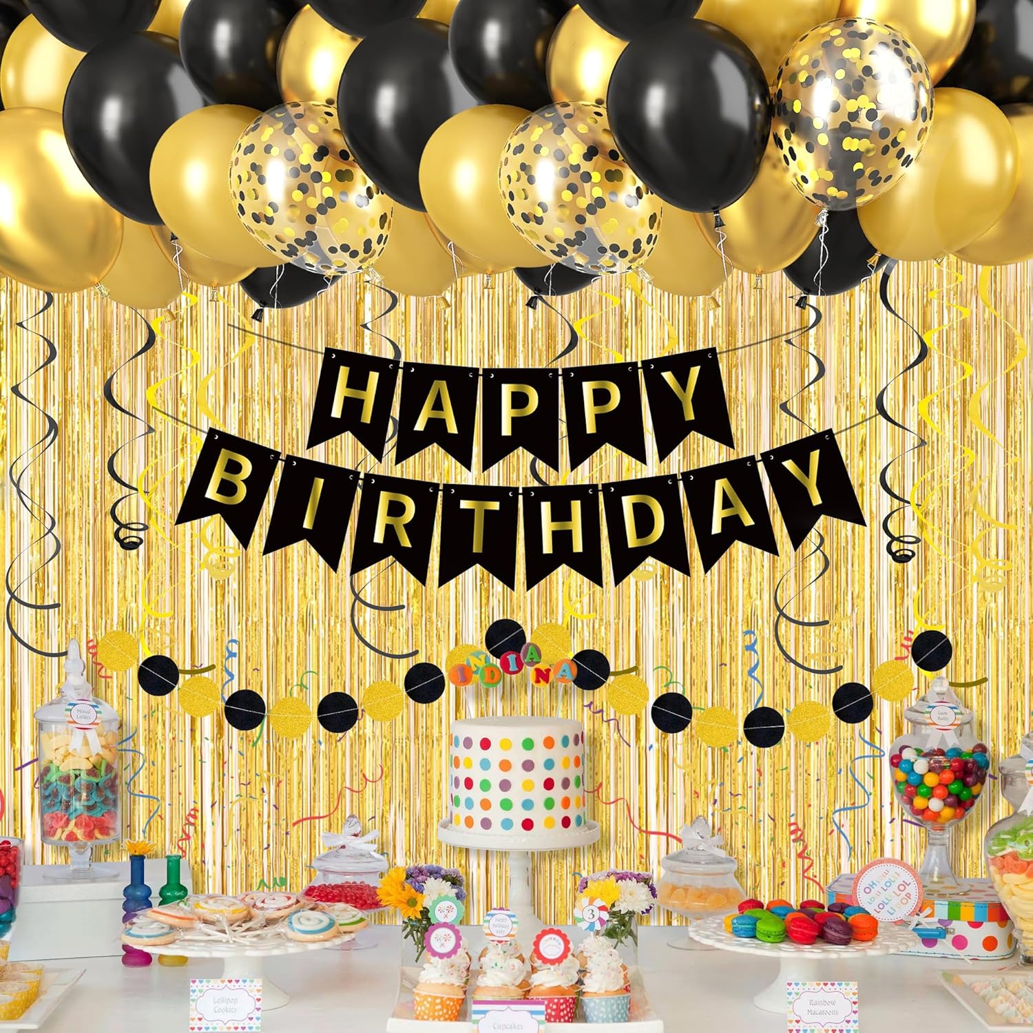 Black Gold Happy Birthday Deco - Wedding Balloon Arch review and price