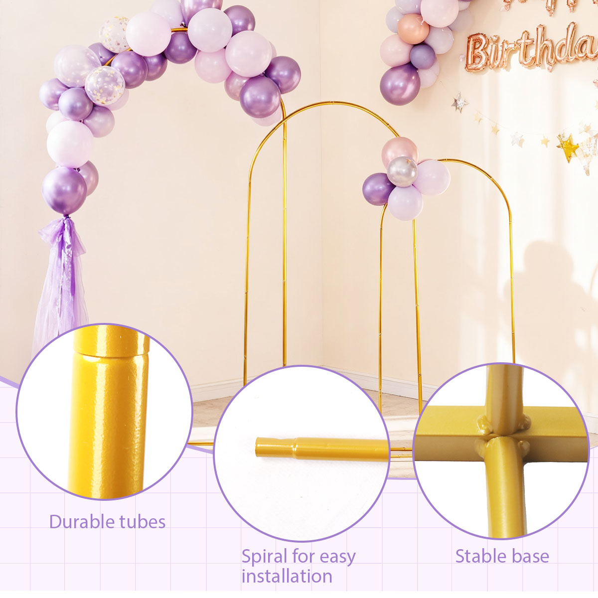 3Pack Golden Metal Arch Kits,  - Wedding Balloon Arch review and price